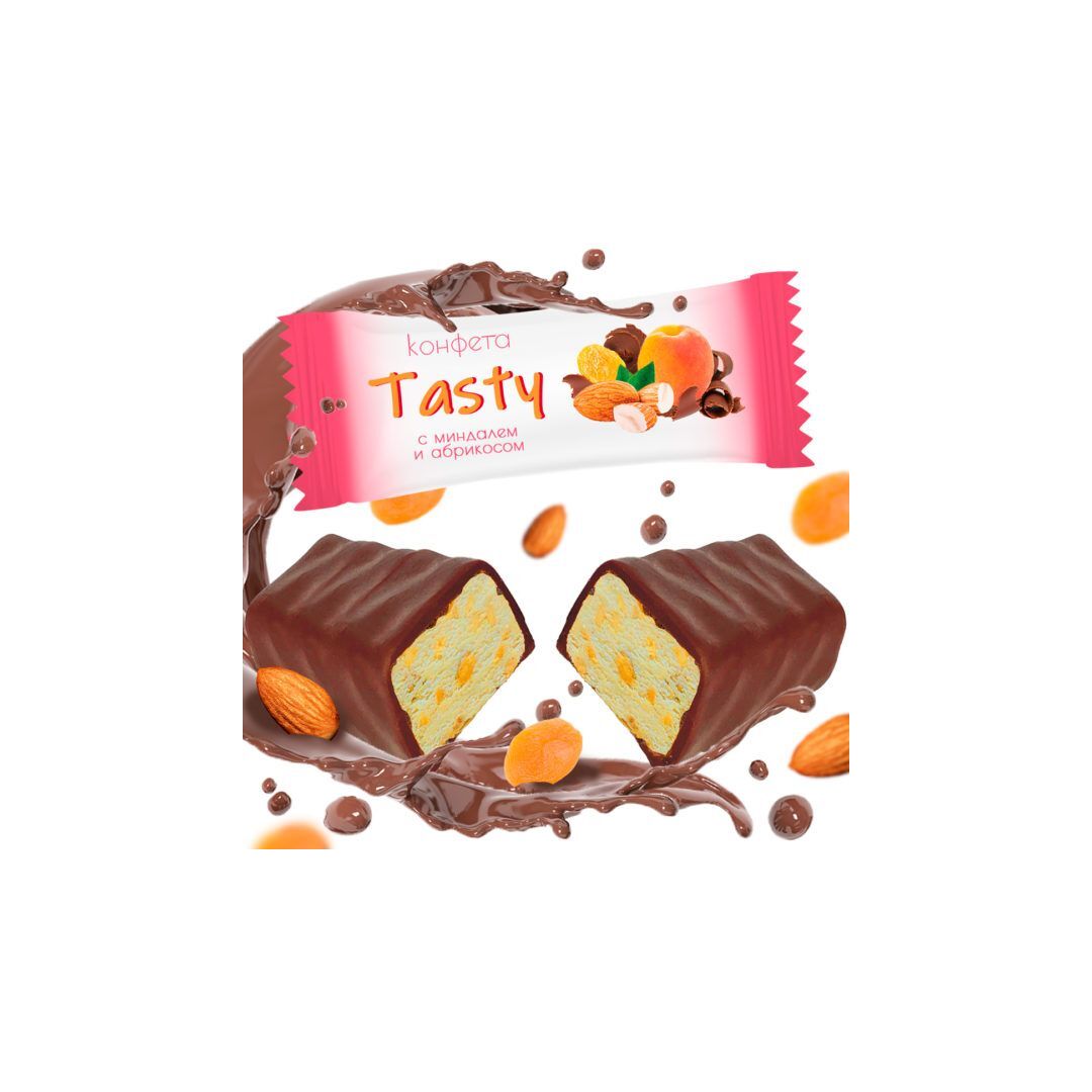Конфеты TASTY с миндалем и абрикосом в молочном шоколаде 150г, изображение 2