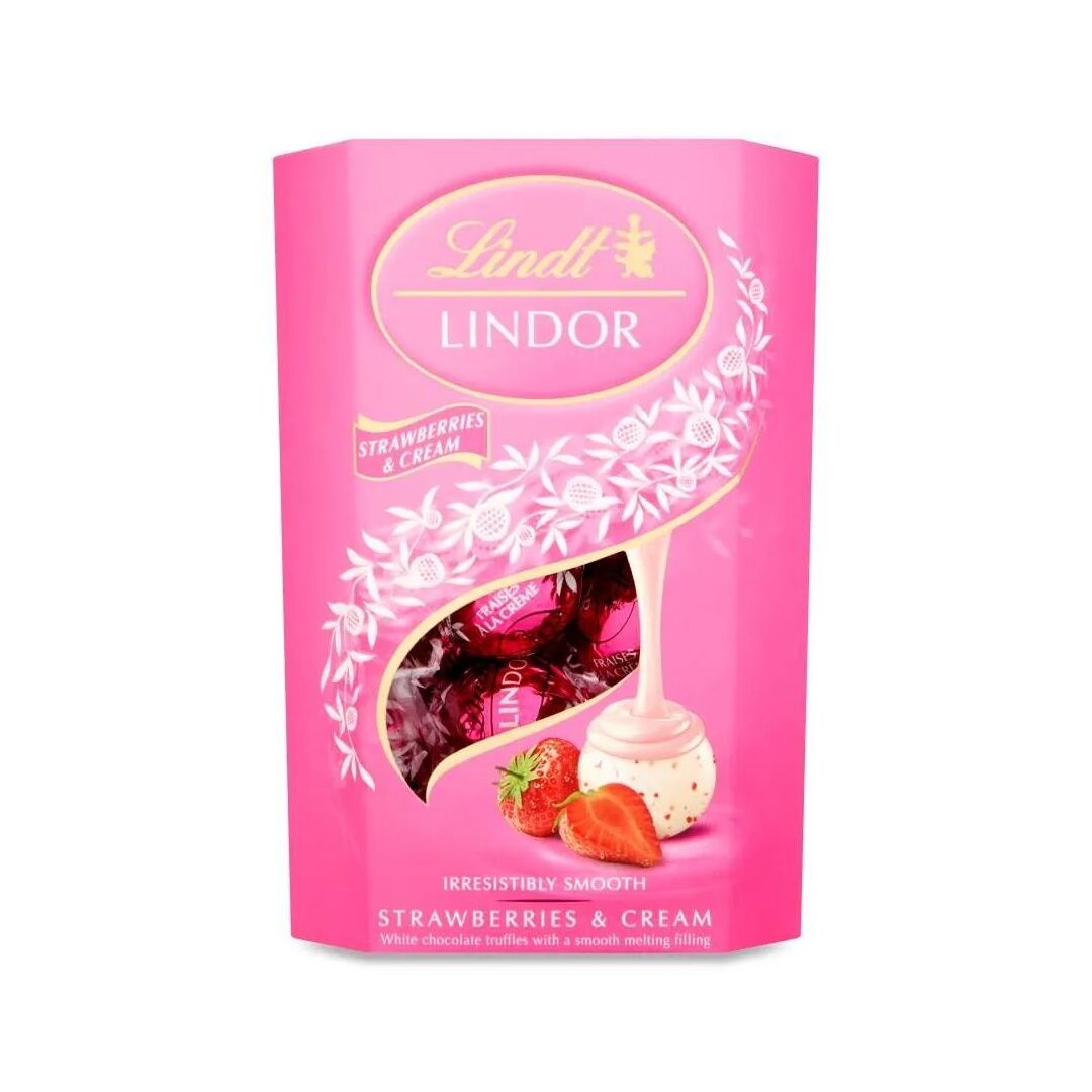 Конфеты LINDT LINDOR Strawberries & Cream Клубника-Крем 200г