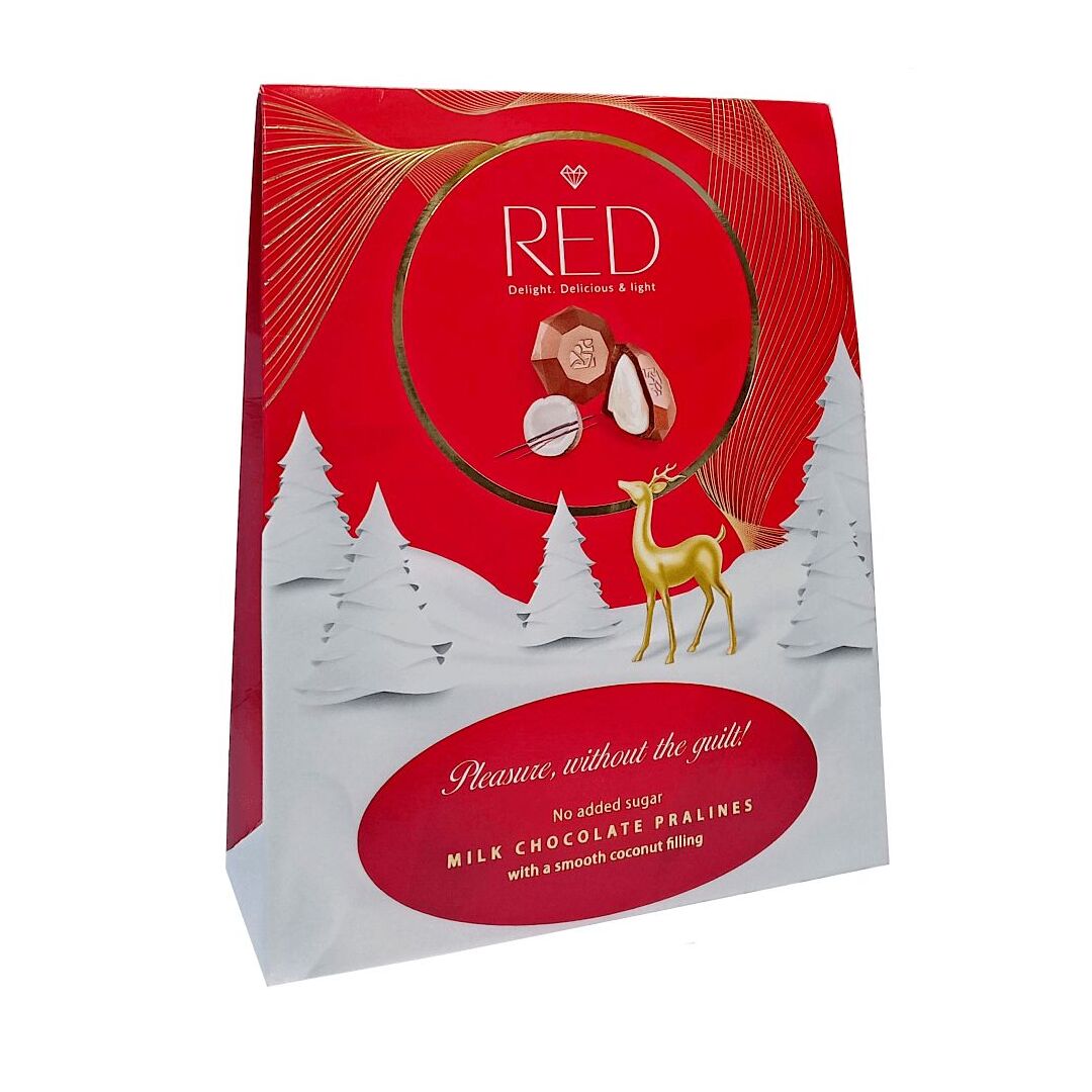 Конфеты RED из молочного шоколада с кокосовой начинкой БЕЗ САХАРА 132г