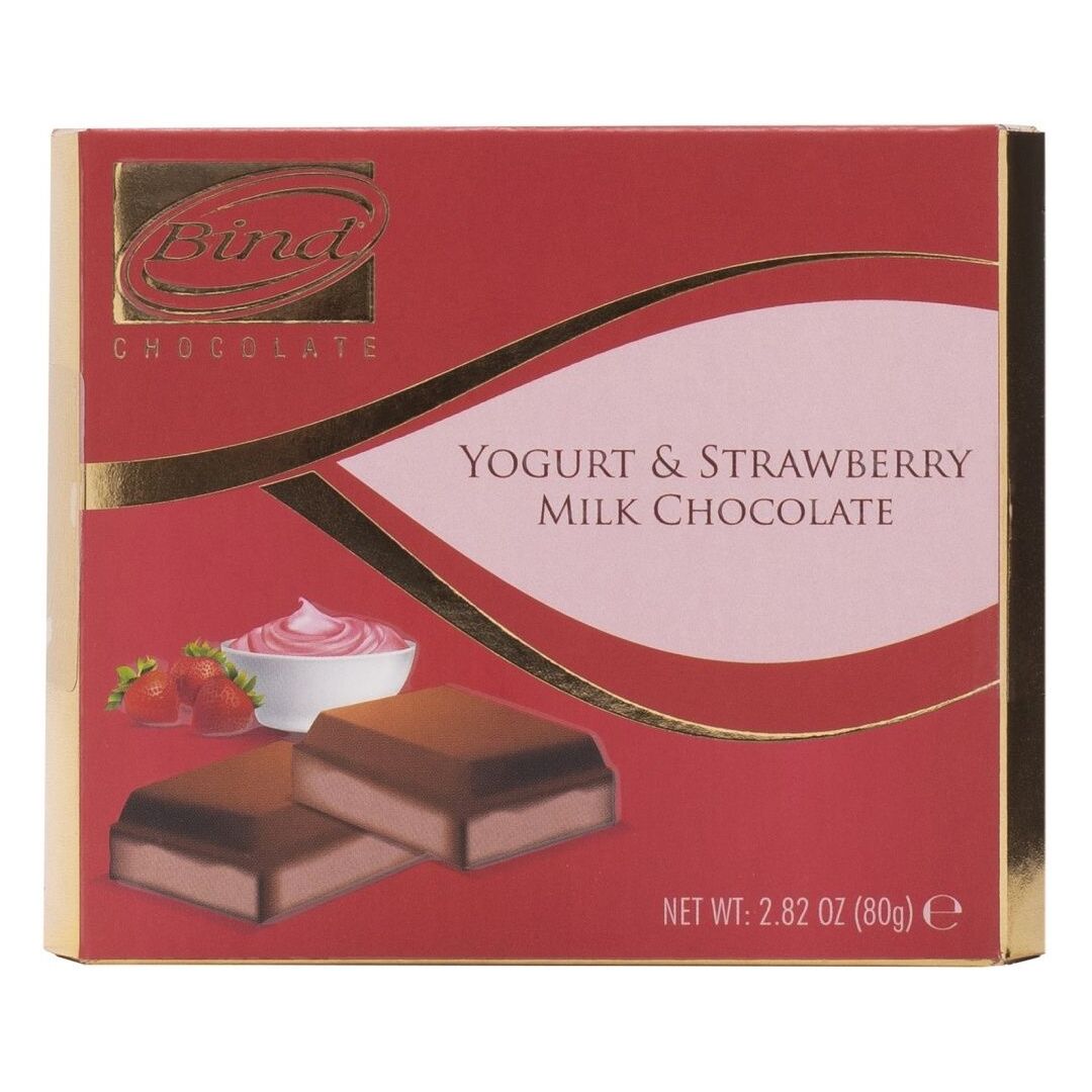 Шоколад BIND Молочный со вкусом йогурта и клубники 80г