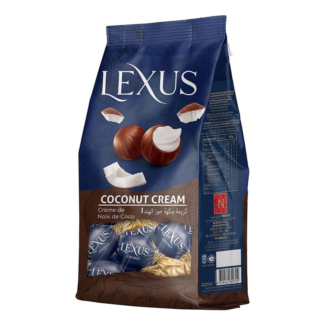 Конфеты LEXUS Coconut из молочного шоколада с кокосовым кремом 200г