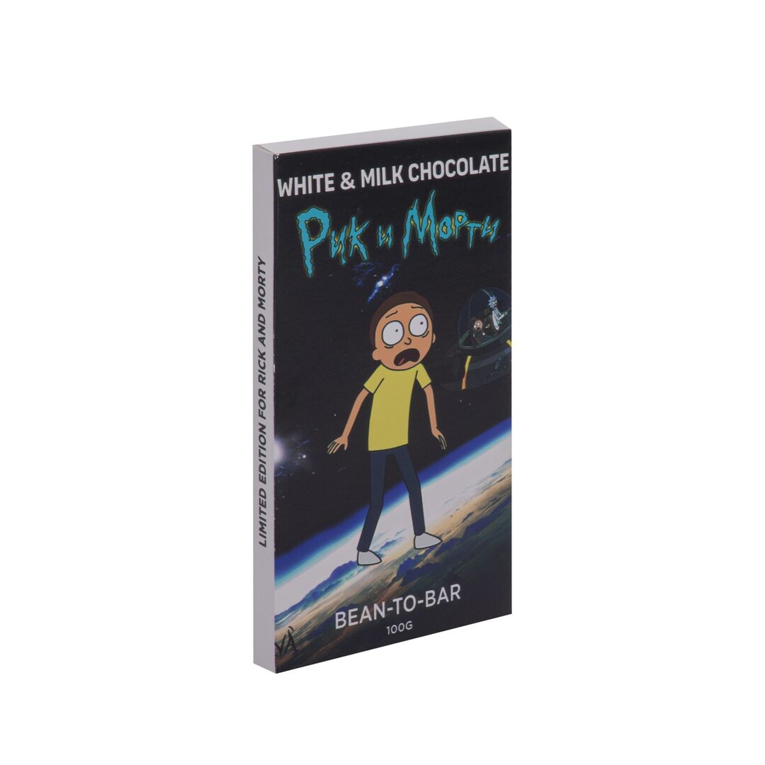 Набор детского бельгийского шоколада (белый + молочный): Рик, Морти, ручной работы, детский, подарочный, 2х100 гр. - вкусный подарок на день рождения B.O.G, изображение 4