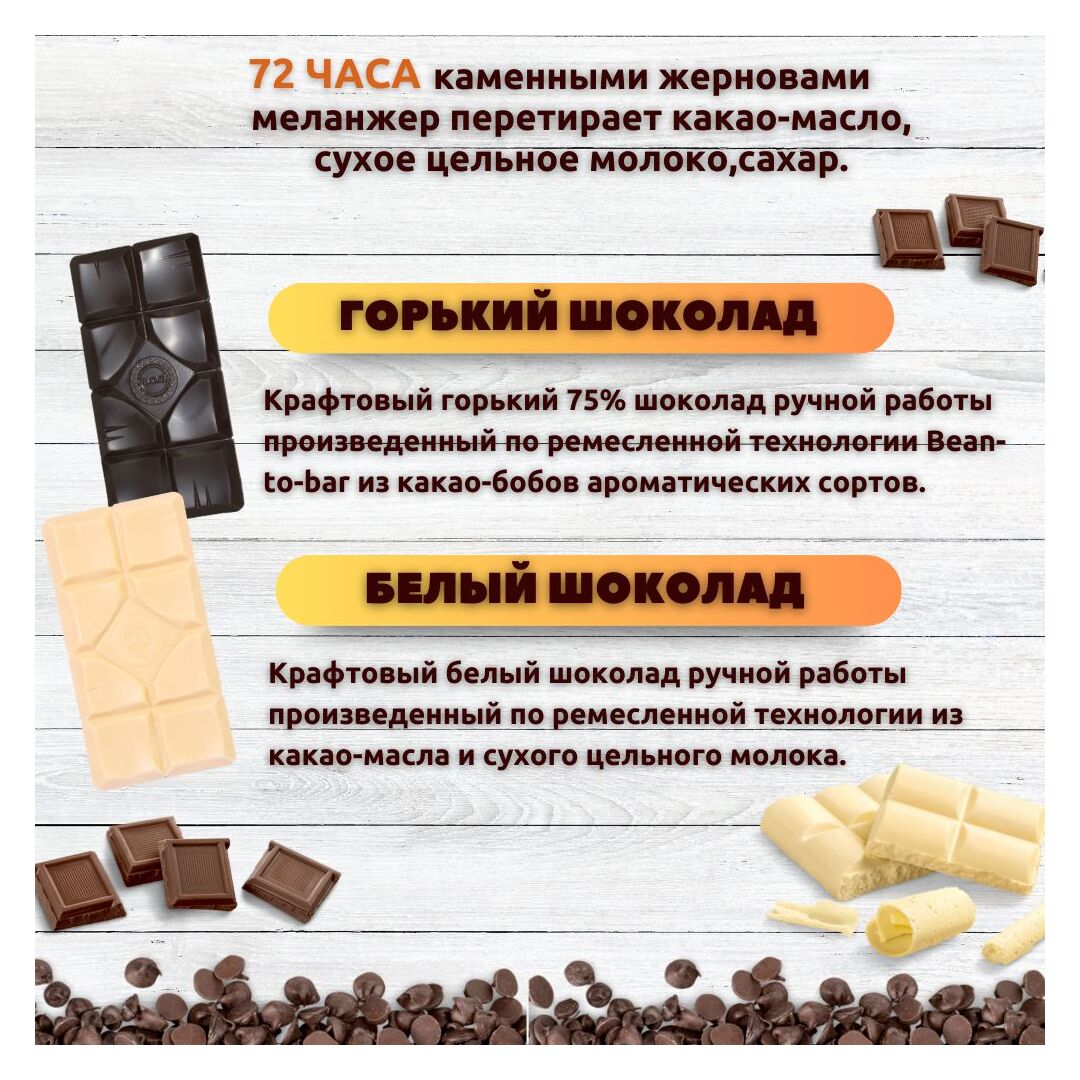 Набор шоколада, 2 плитки по 100 гр: (Белый + Горький 75%), ручной работы. B.O.G, изображение 2