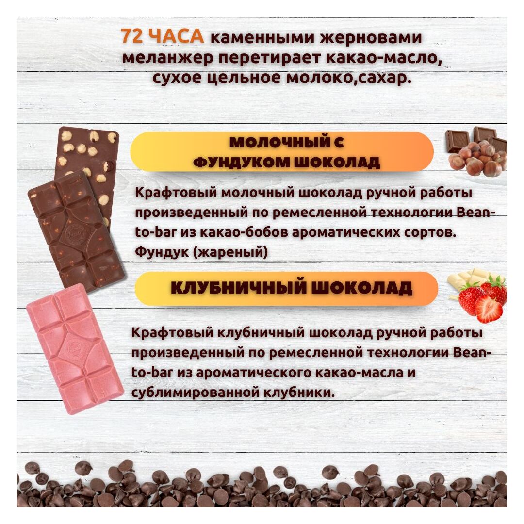 Набор шоколада, 2 плитки по 100 гр: Молочный с фундуком+Клубничный, ручной работы. B.O.G, изображение 2