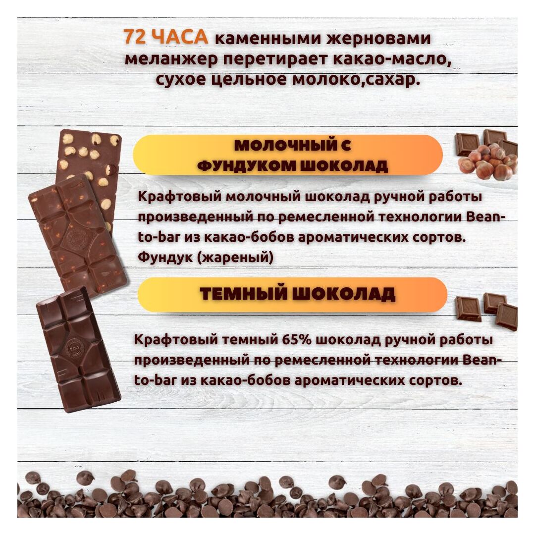 Набор шоколада, 2 плитки по 100 гр: Молочный с фундуком+Темный, ручной работы. B.O.G, изображение 2