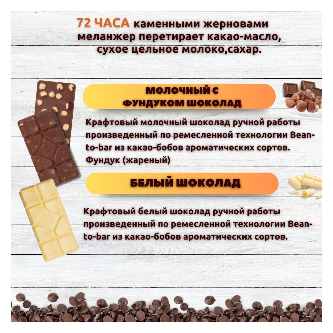 Набор шоколада, 2 плитки по 100 гр: Молочный с фундуком+Белый, ручной работы. B.O.G, изображение 2