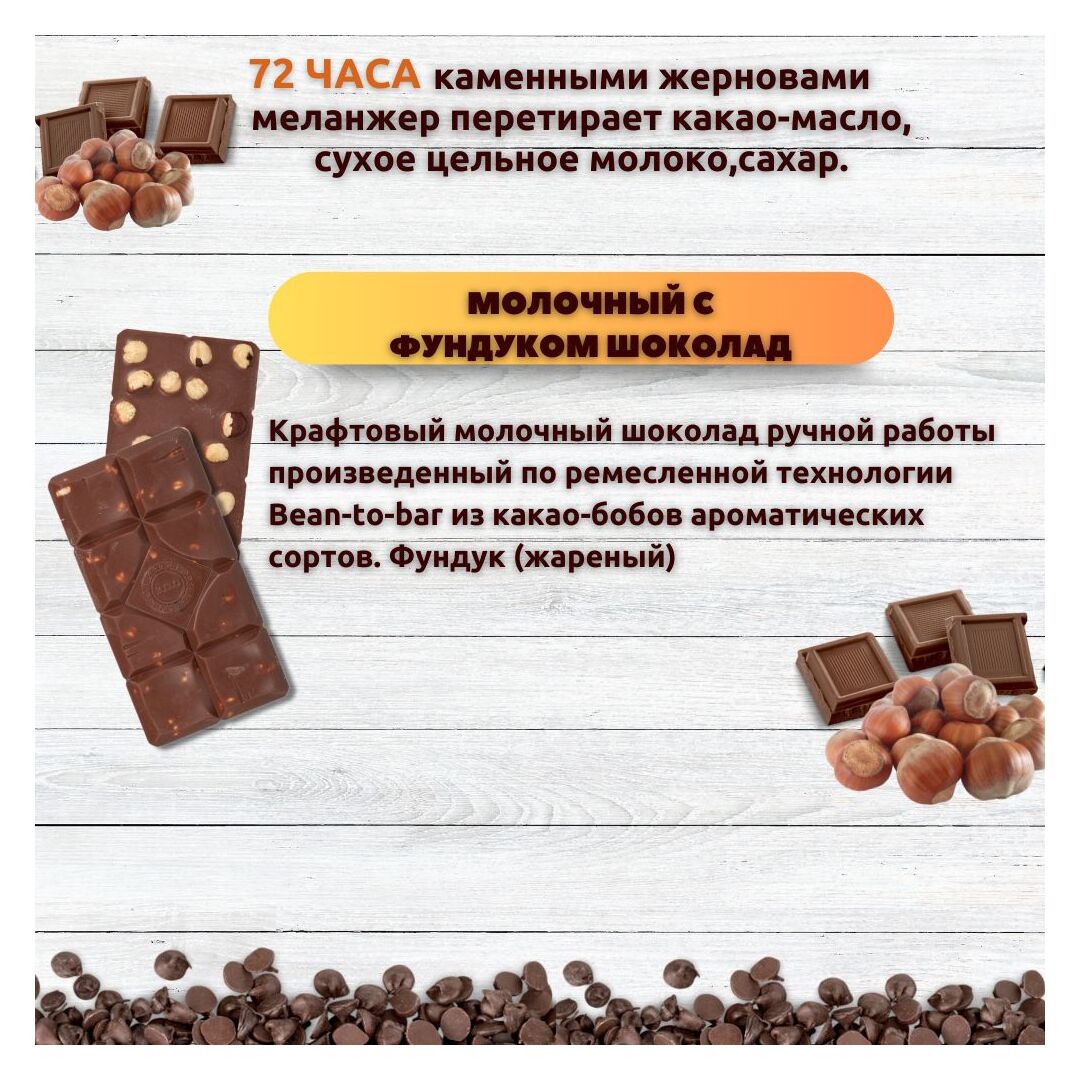 Набор шоколада, 2 плитки по 100 гр: Молочный с фундуком+Молочный с фундуком, ручной работы. B.O.G, изображение 2