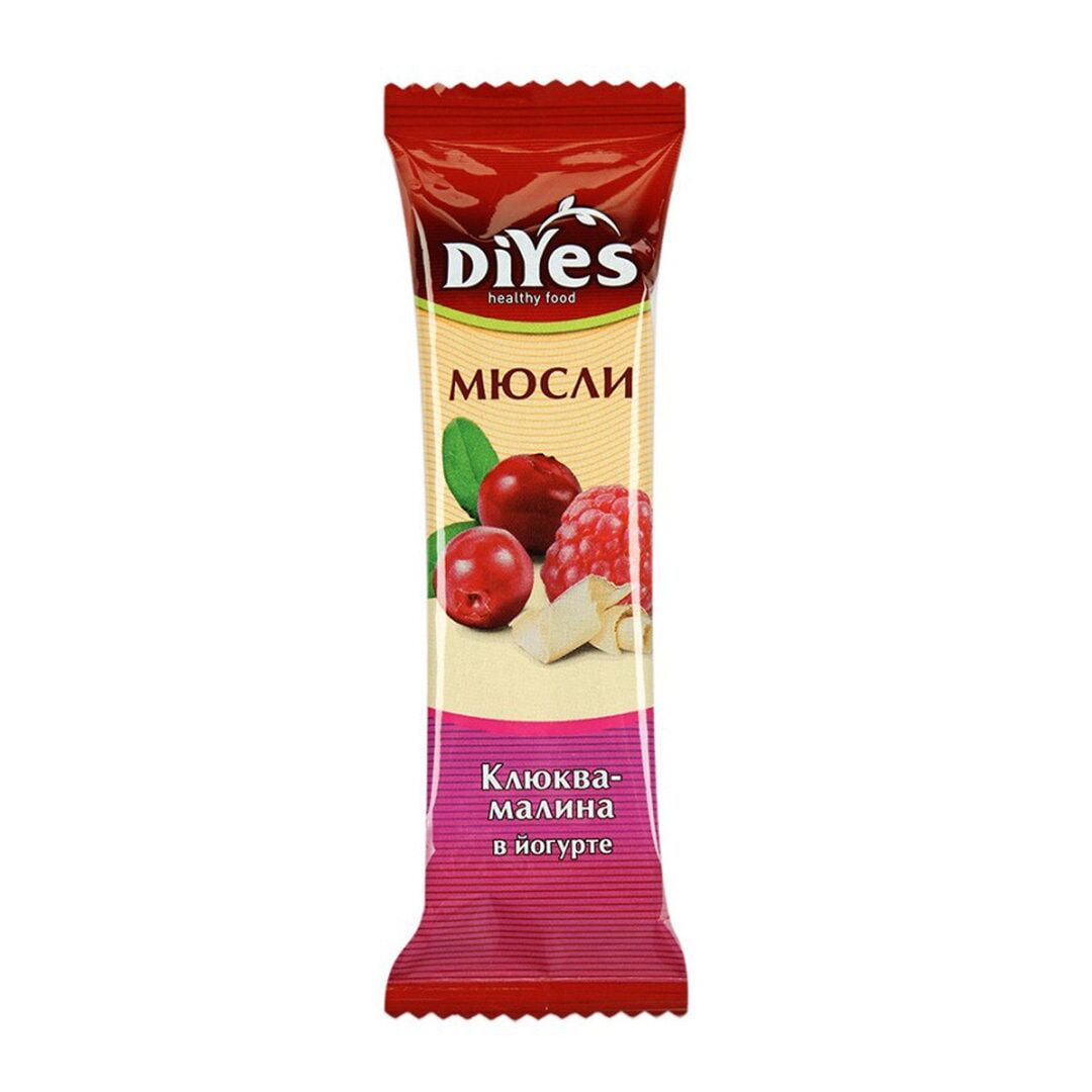 Батончик мюсли "DiYes" Клюква-малина в йогурте 36 шт по 25 гр / здоровый перекус, изображение 2