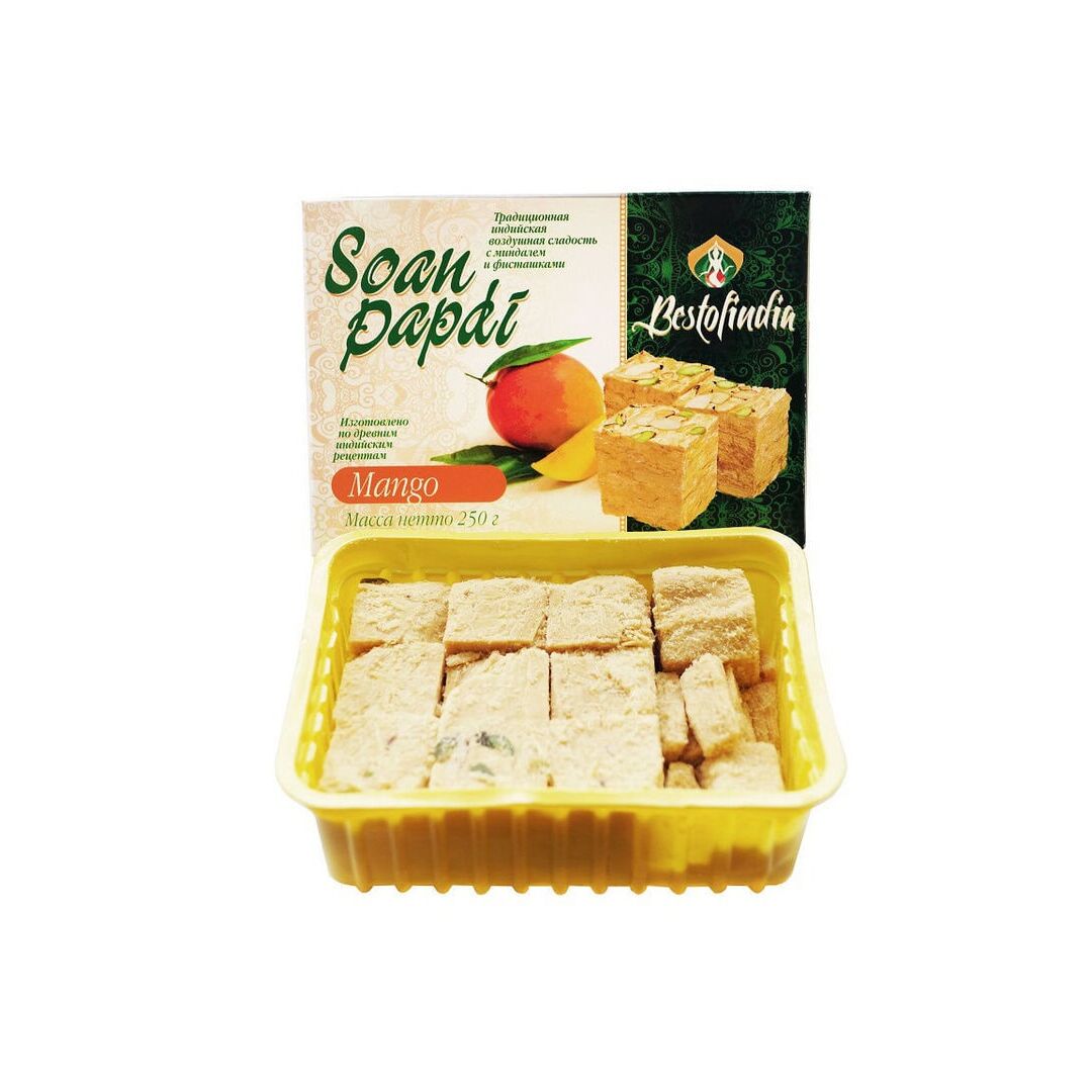 Соан Папди Манго Воздушные индийские сладости/халва 250г, изображение 2