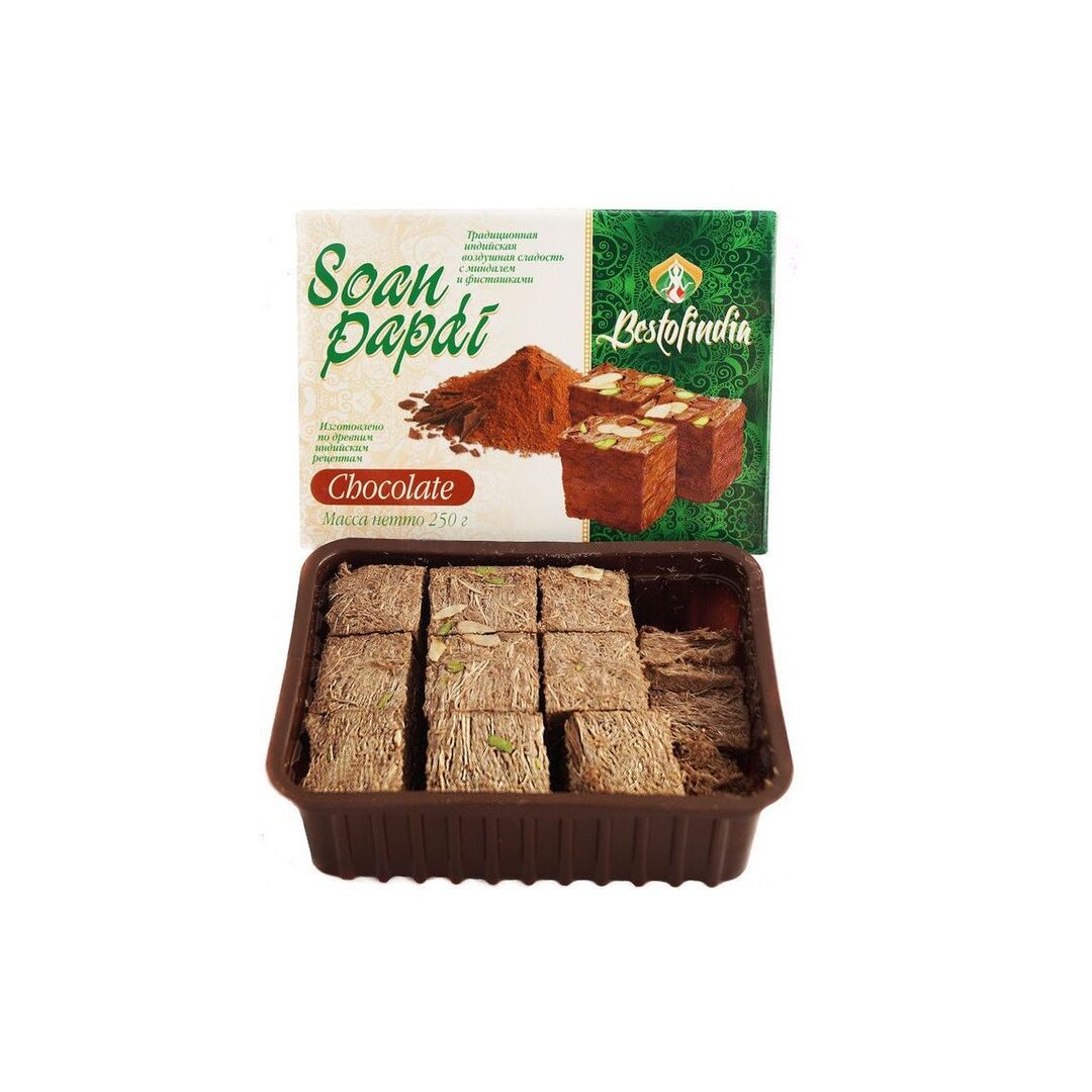 Соан Папди Шоколад Воздушные индийские сладости/халва 250г, изображение 2