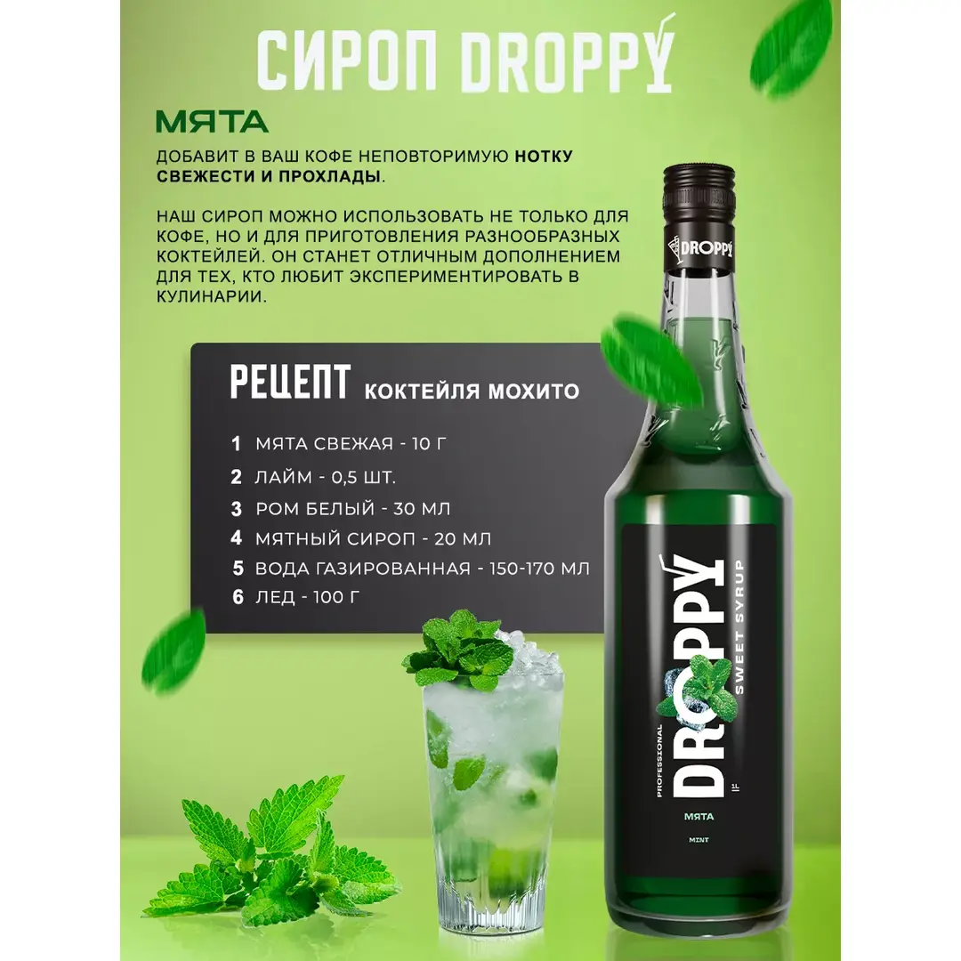 Сироп Мята для кофе и коктейлей 1л, изображение 3