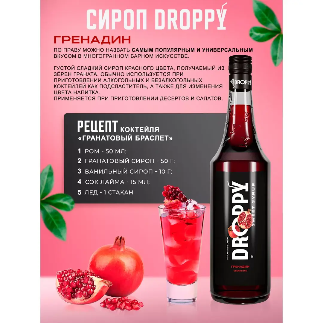 Сироп Гренадин для коктейлей 1л, изображение 4