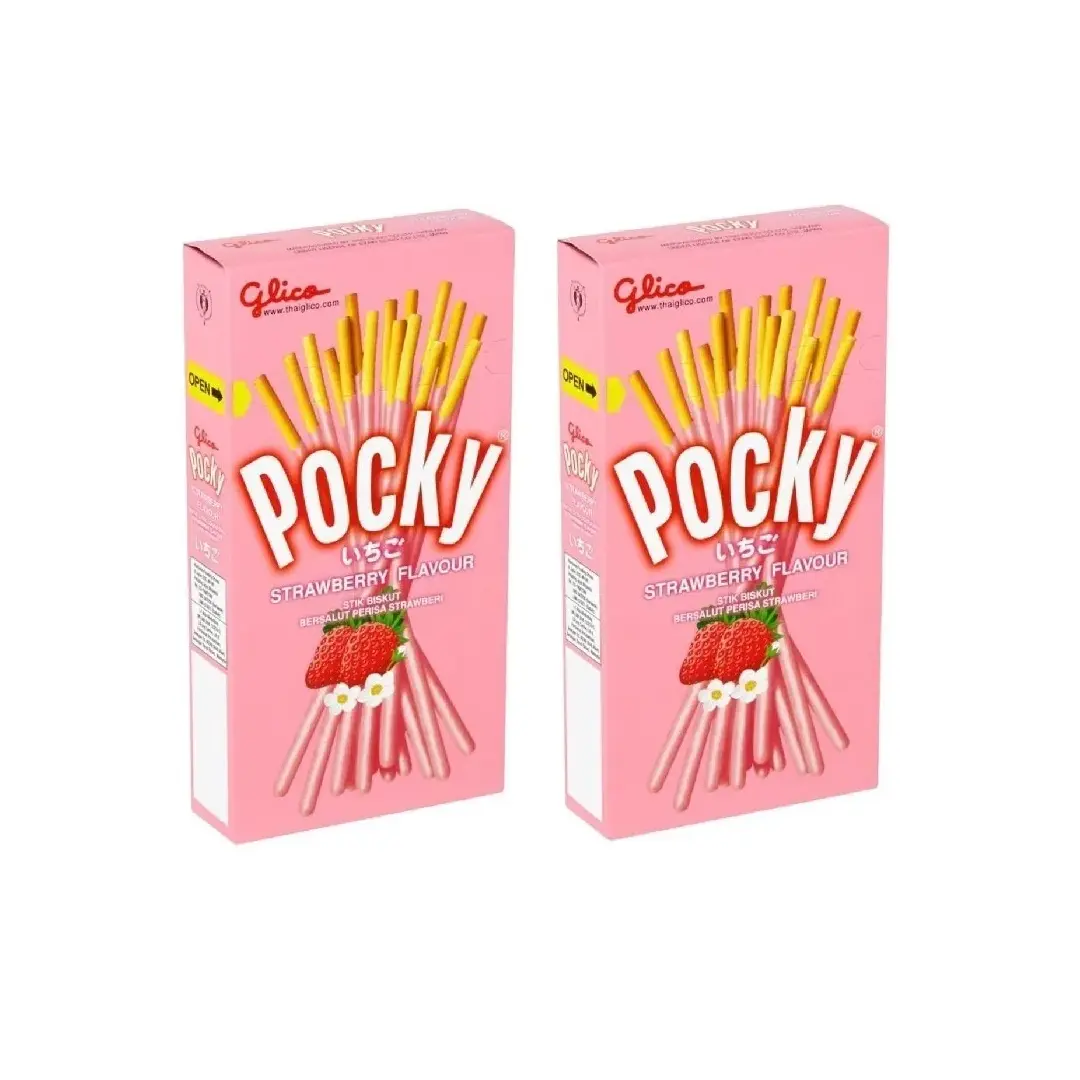 Печенье Pocky Strawberry / Покки шоколадные палочки со вкусом Клубника 45 гр 2 шт