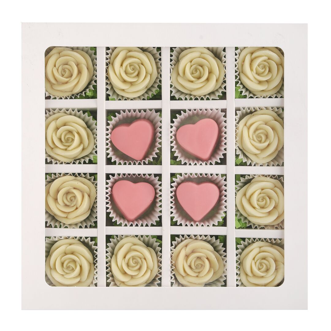 Подарочный набор шоколада B.O.G, белый, ручной работы, в виде роз и сердец, из Бельгийского шоколада, 16 шт.  B.O.G, изображение 4