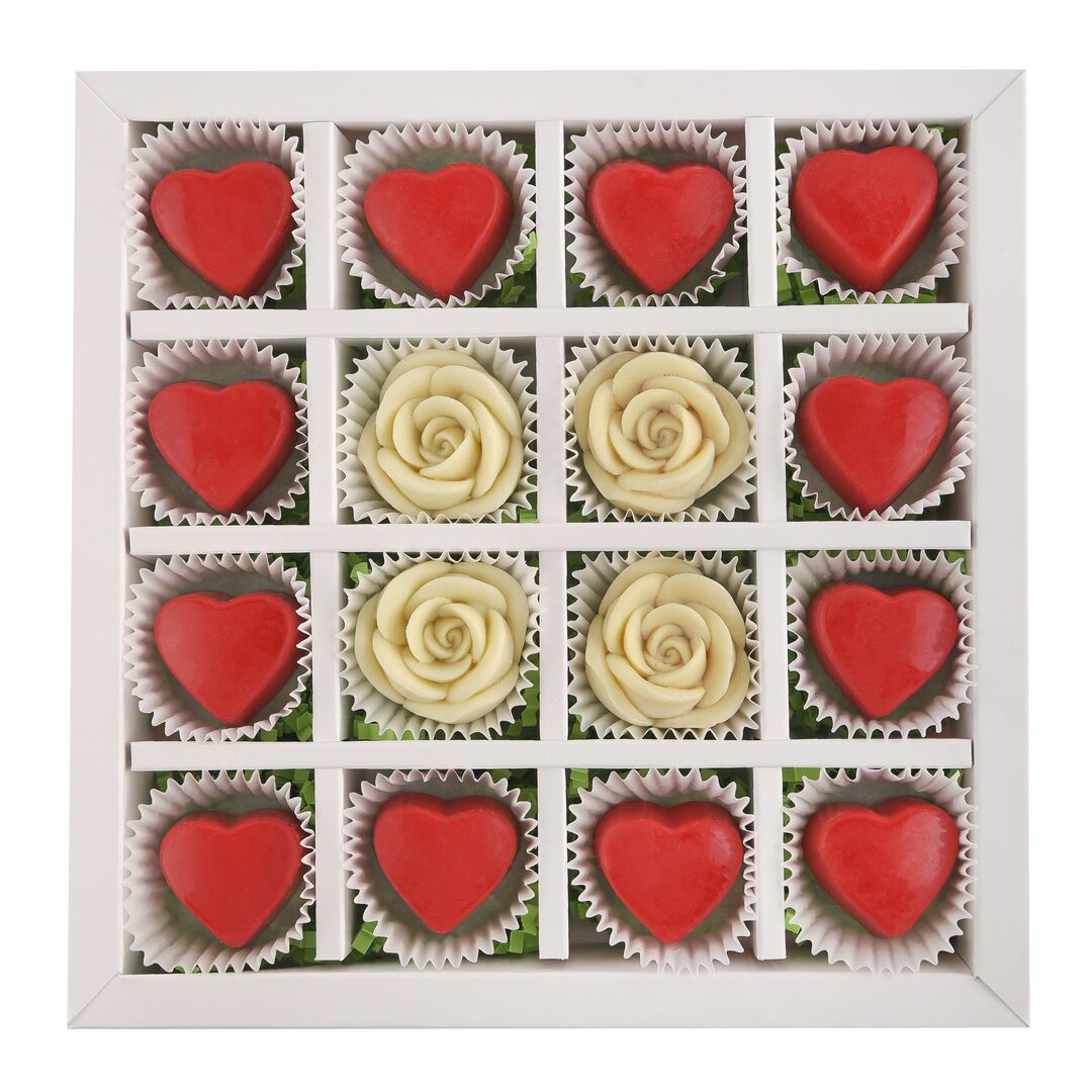 Подарочный набор из белого шоколада B.O.G, ручной работы в виде красных сердец и роз, Бельгийский шоколад, сладкий бокс, 16 шт.  B.O.G, изображение 5