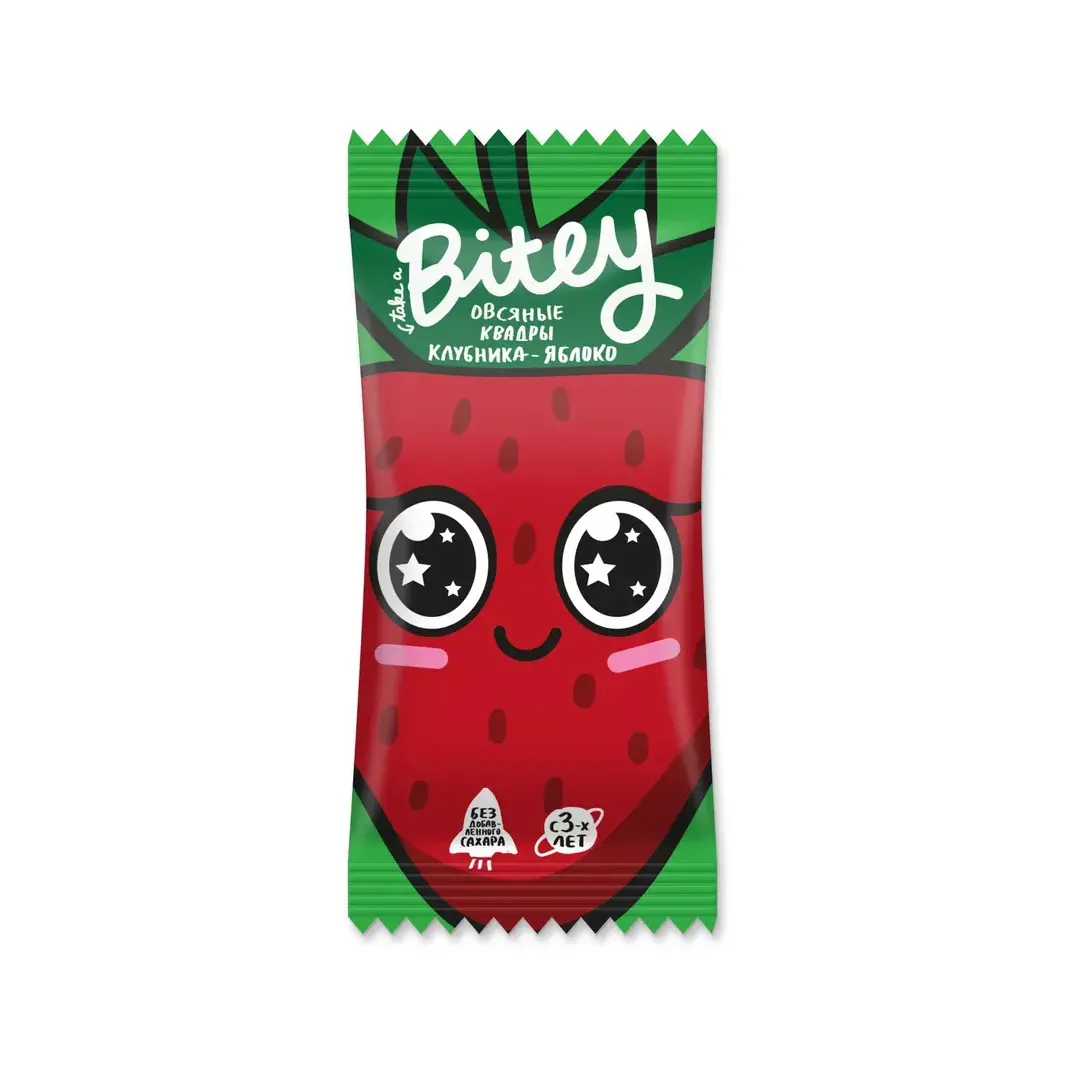 ШКОЛЬНЫЙ ПЕРЕКУС Квадры батончики Bitey MIX 15шт(яблоко-банан 5шт, яблоко-черная смородина 5 шт, клубника 5шт), изображение 4