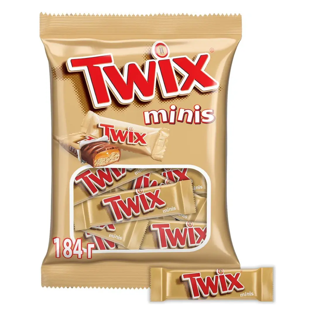 Конфеты шоколадные батончики Twix Minis, 184 г / Печенье, шоколад, карамель