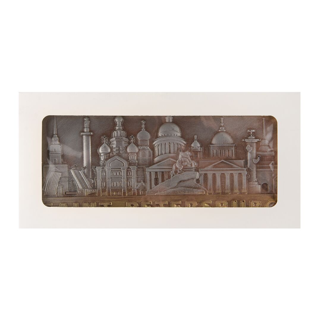 Шоколад молочный B.O.G, ручной работы, с узором города "Санкт-Петербурга", из молочного бельгийского шоколада ручной работы, 90 гр.  B.O.G, изображение 2