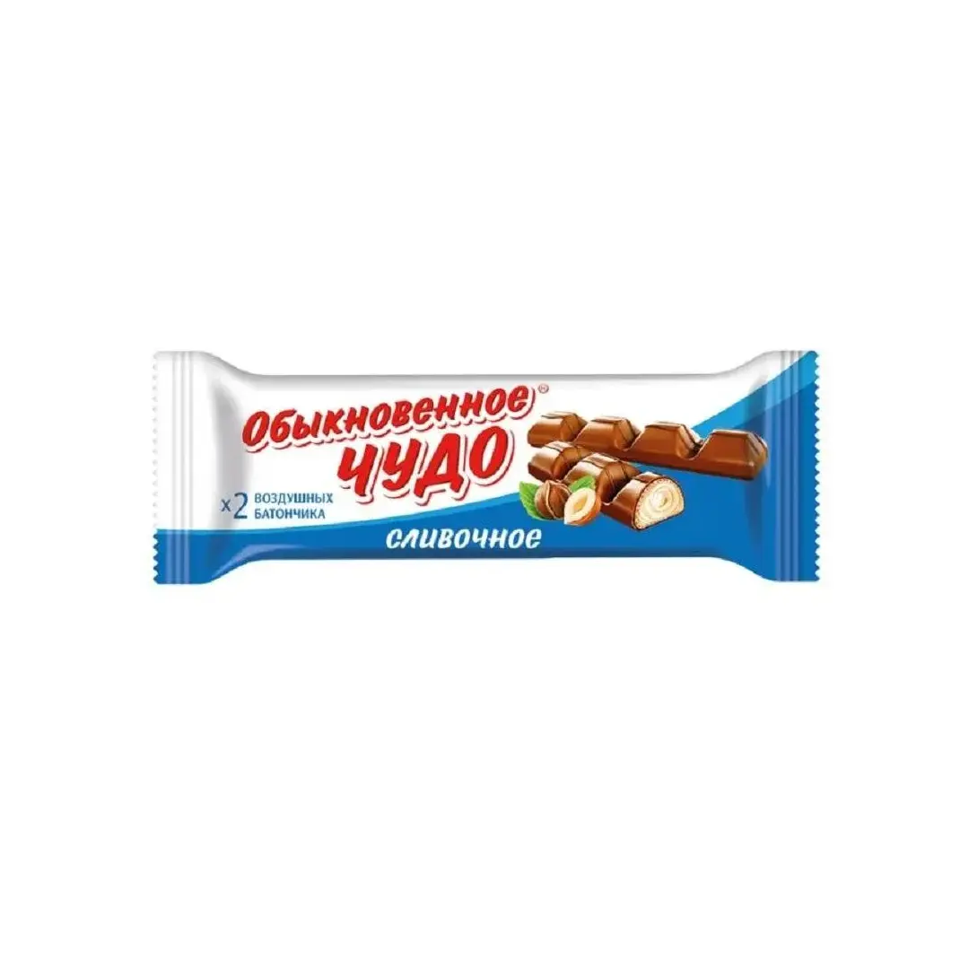 Славянка, Шоколадный батончик вафельный, Обыкновенное чудо сливочное, 55гх 24 штуки в упаковке, изображение 3