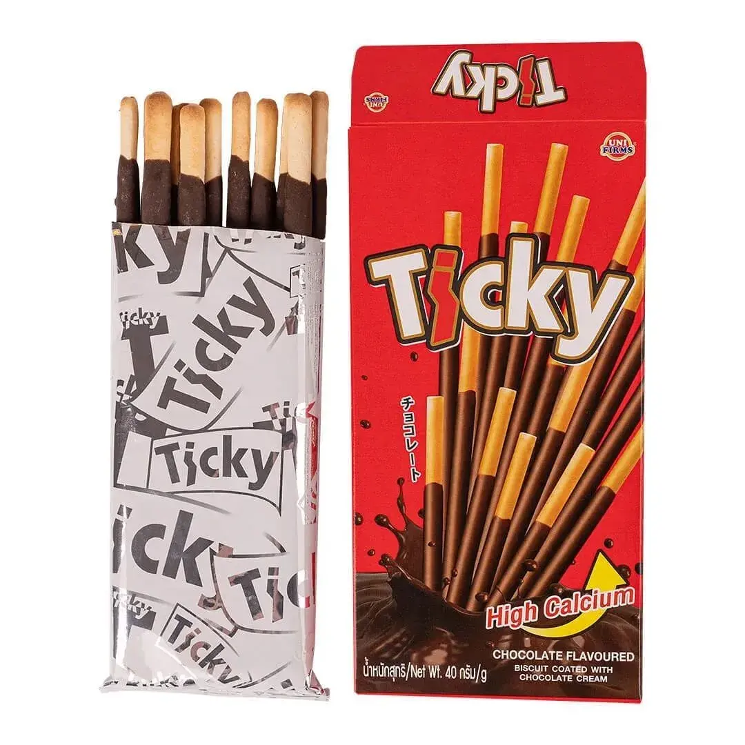 Печенье Тайские бисквитные палочки С ШОКОЛАДНЫМ КРЕМОМ Ticky, Unifirms, 40г, изображение 2