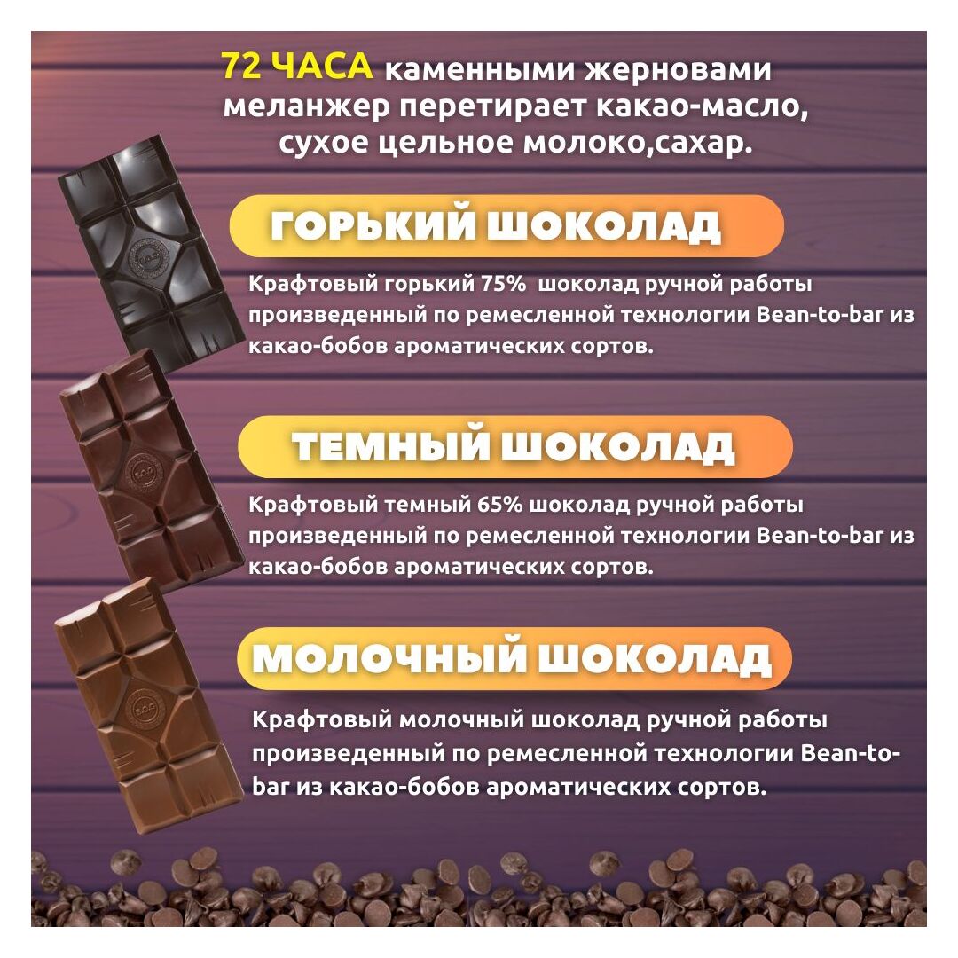 Набор шоколада, 3 плитки по 100 гр: молочный, горький, тёмный - вкусный подарок на день рождения B.O.G, изображение 2