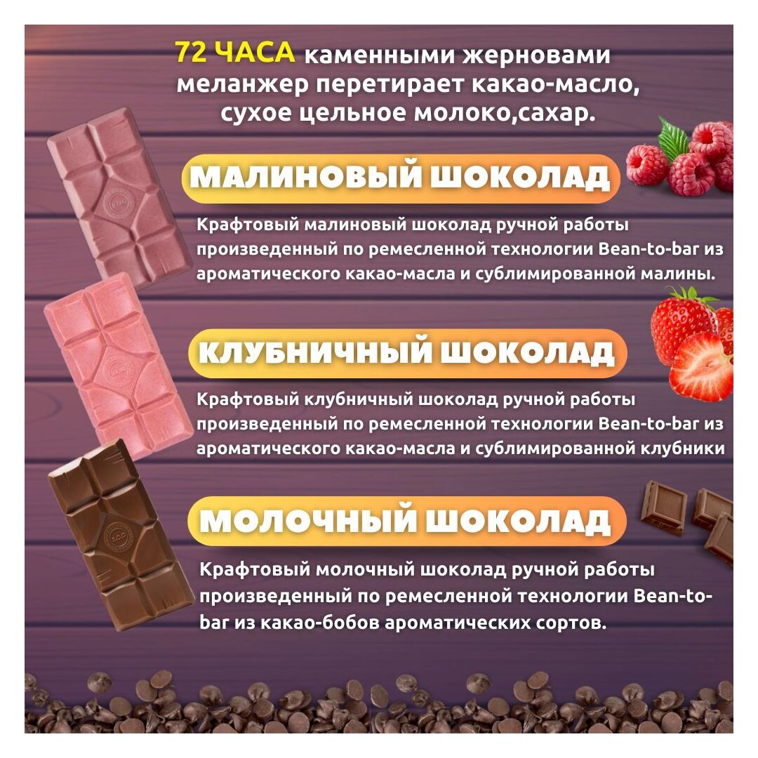 Набор шоколада, 3 плитки по 100 гр: клубничный, молочный, малиновый, ручной работы, подарочный - вкусный подарок на день рождения B.O.G, изображение 2