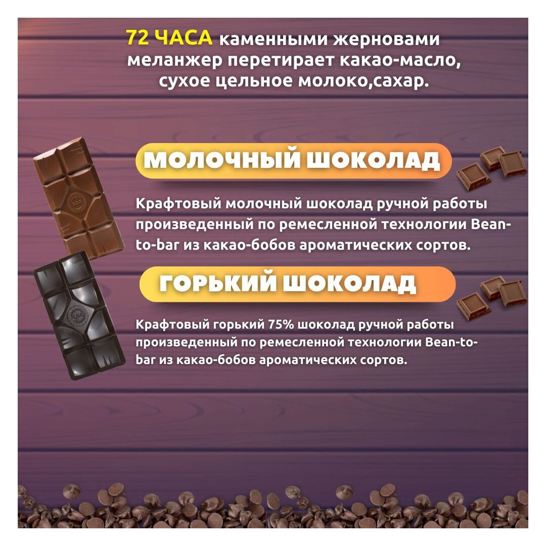 Набор шоколада, 3 плитки по 100 гр: (Молочный + Горький + Молочный), ручной работы. B.O.G, изображение 2