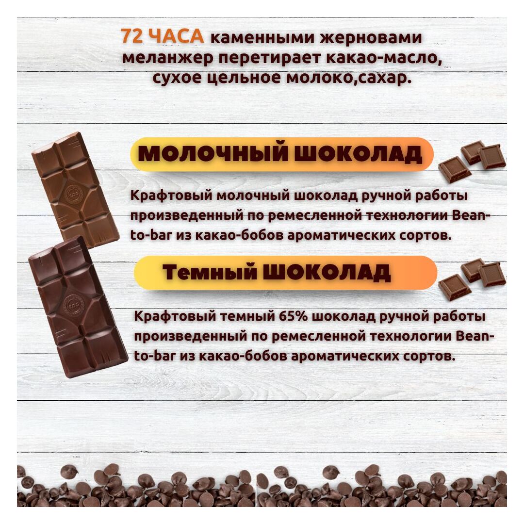 Набор шоколада, 3 плитки по 100 гр: (Молочный+Молочный+Темный 65%), ручной работы. B.O.G, изображение 2