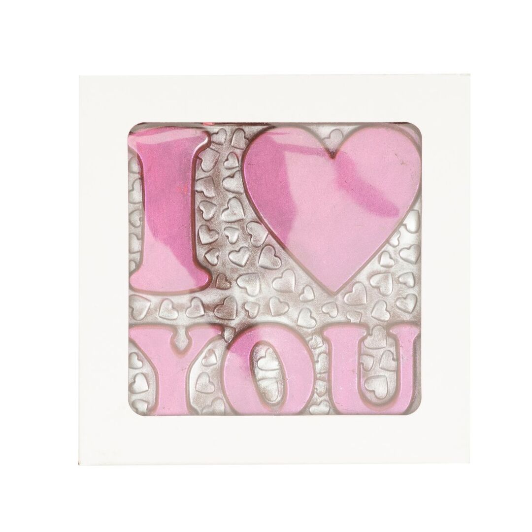 Шоколад подарочный, серебро " I love you", из молочного бельгийского шоколада, ручной работы, 78 гр.  B.O.G, изображение 3