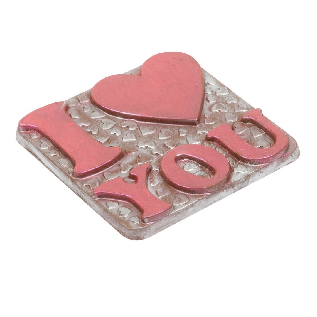 Шоколад подарочный, серебро " I love you", из молочного бельгийского шоколада, ручной работы, 78 гр.  B.O.G, изображение 2