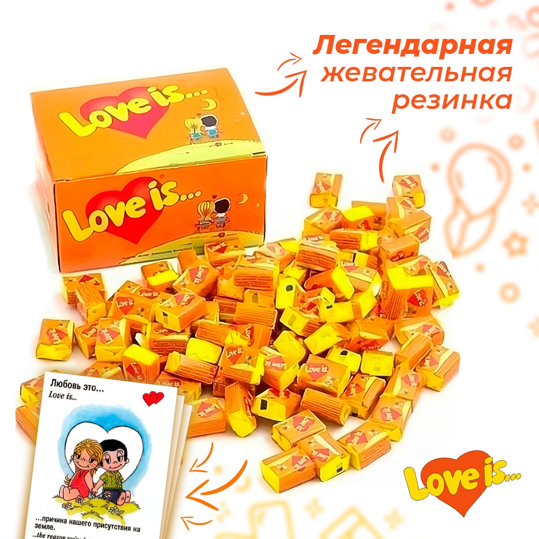 Жевательная резинка Лав Из Апельсин и Ананас блок 100шт по 4.2г (420г), Love is, Вкусы: Апельсин - Ананас