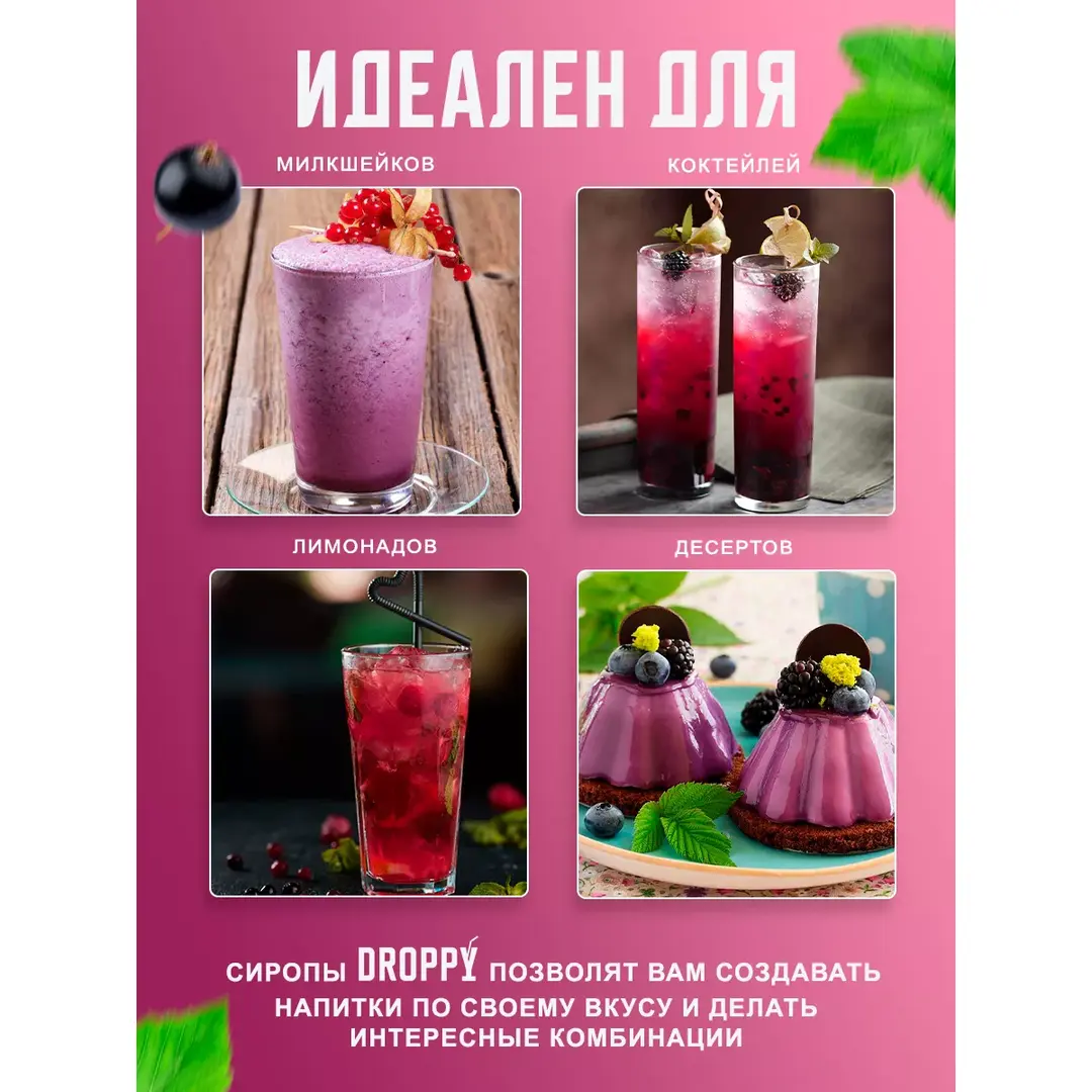 Сироп Черная смородина для лимонадов и десертов 1л, изображение 2