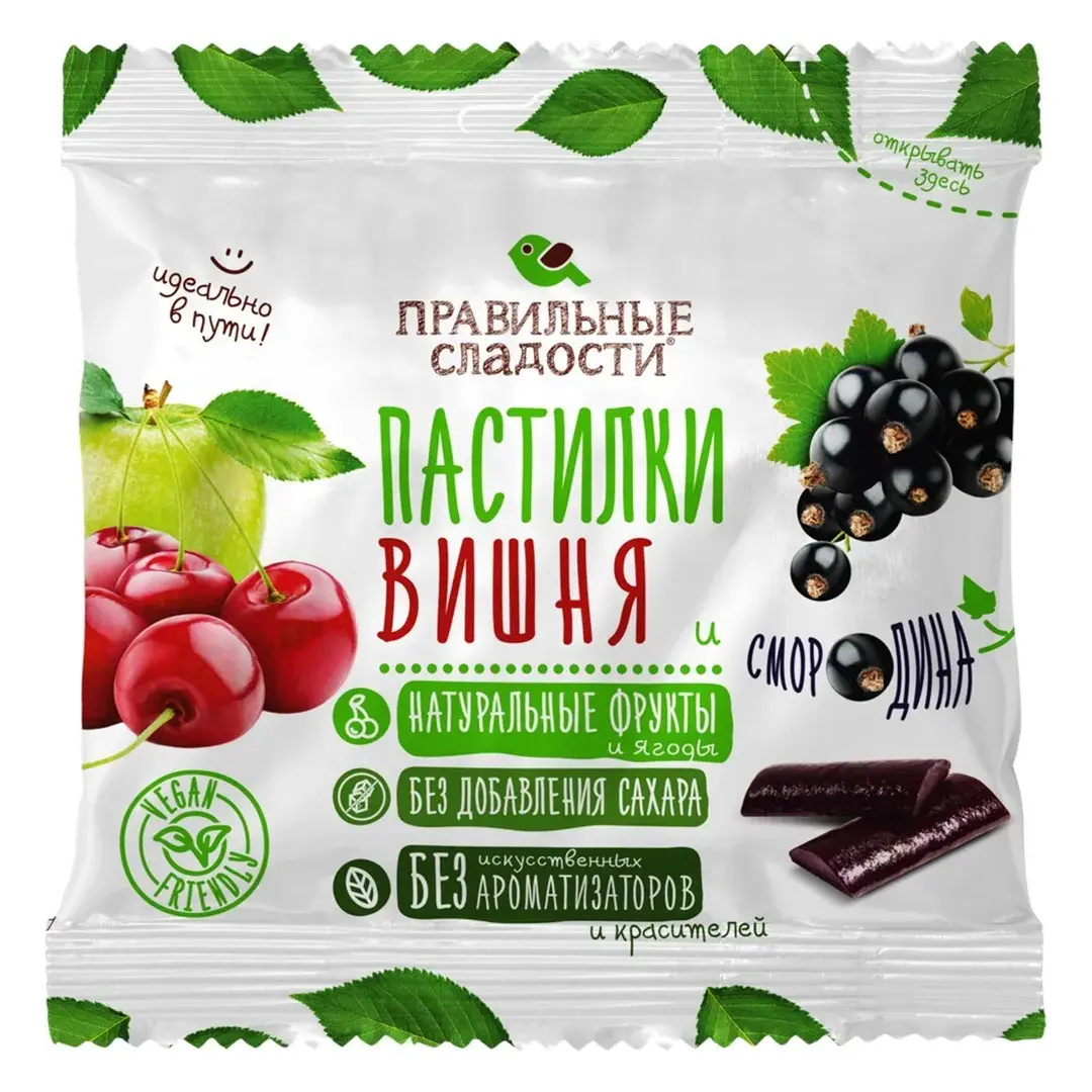 Пастилки КФ ПЕРМСКАЯ Правильные Сладости Вишня и смородина, 70 г - 10 шт.