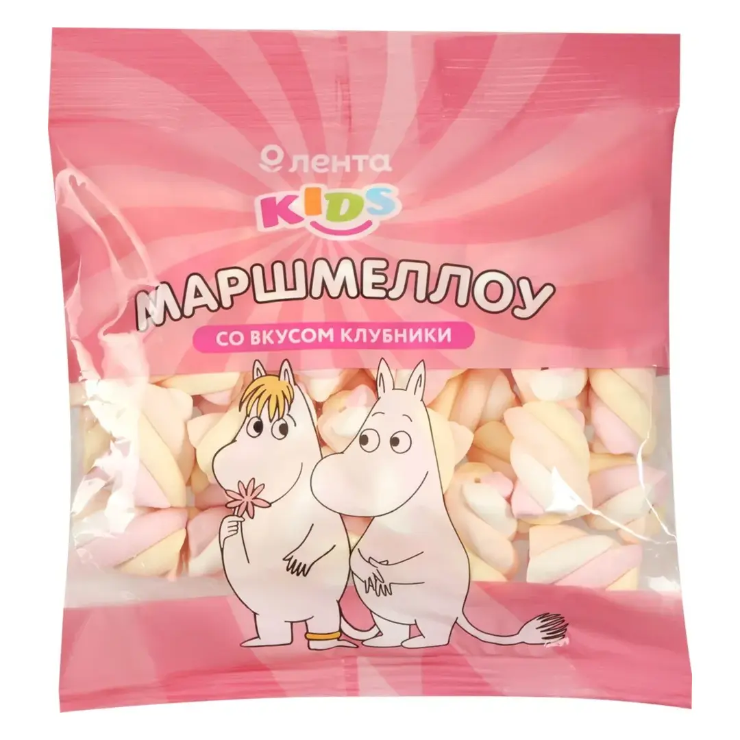 Маршмеллоу ЛЕНТА KIDS Муми Тролли со вкусом клубники, 90 г - 10 шт.