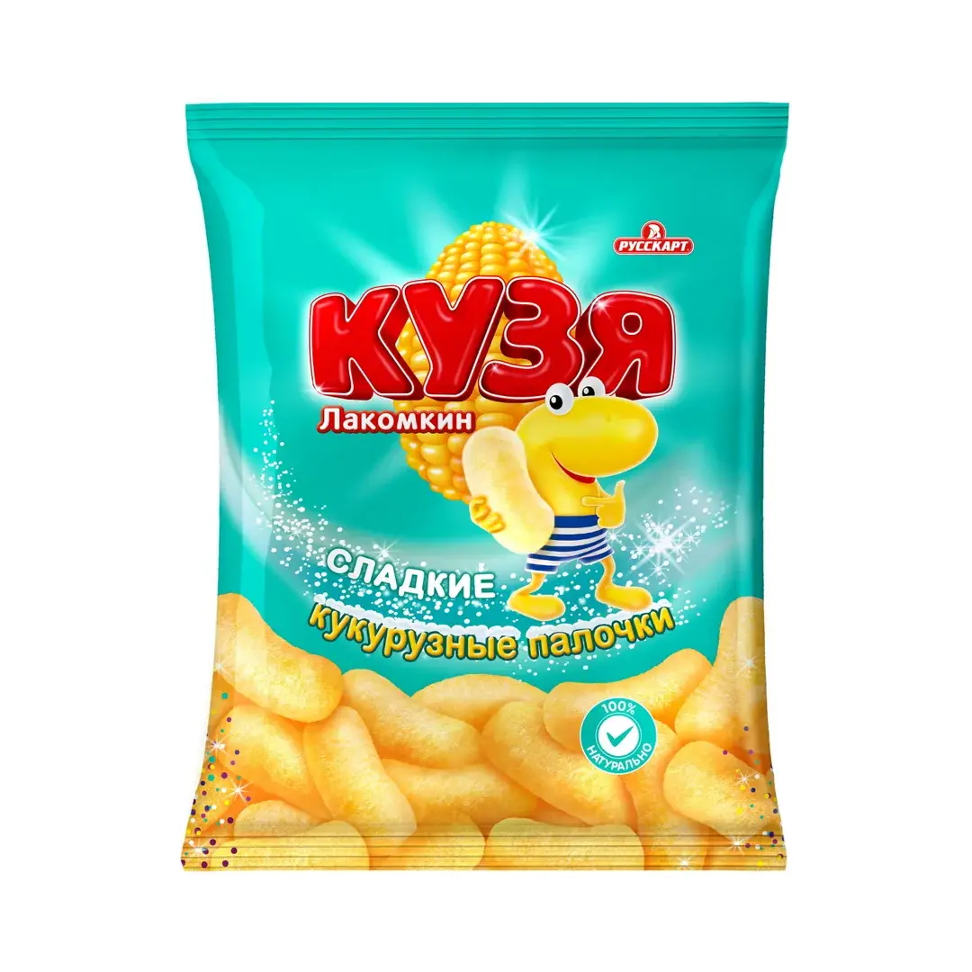 Кукурузные палочки Кузя Лакомкин с сахарной пудрой, 140 г