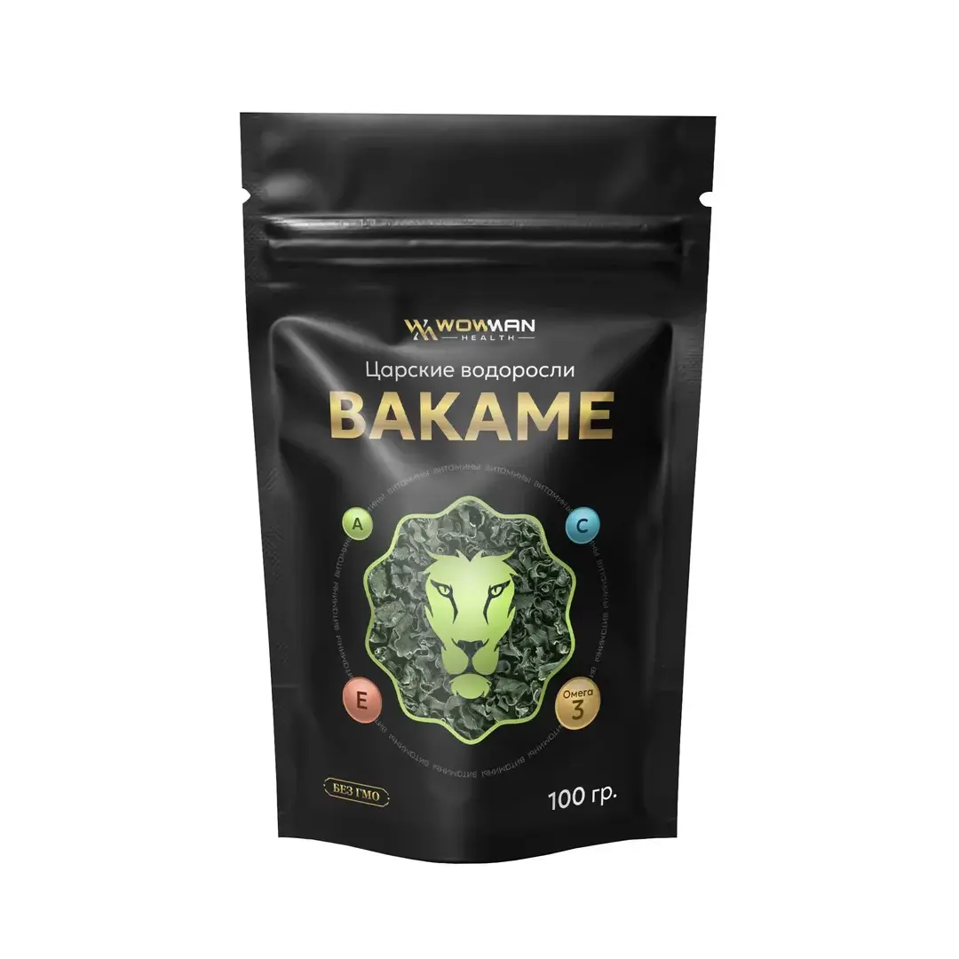 Водоросли морские сушеные Вакаме WowMan (для салата, рамена, мисо супа), 100 гр.