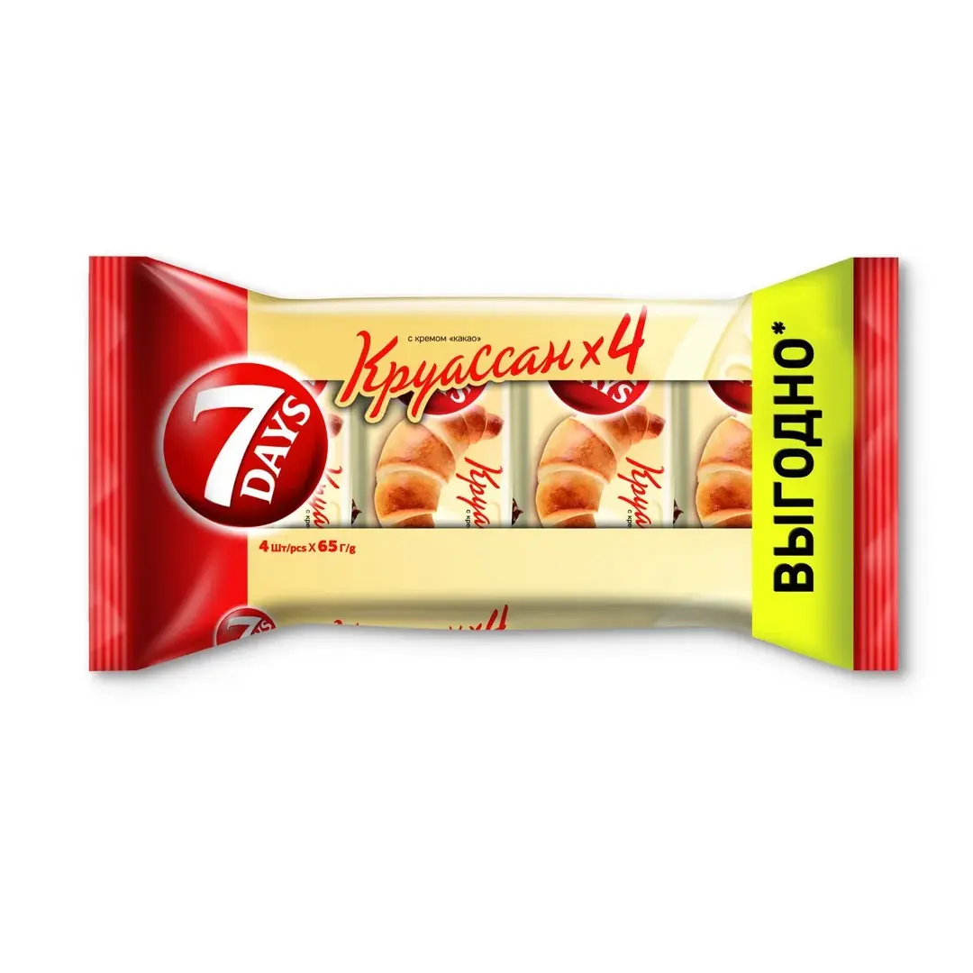 Круассан 7DAYS с кремом какао, 4 шт по 65 г