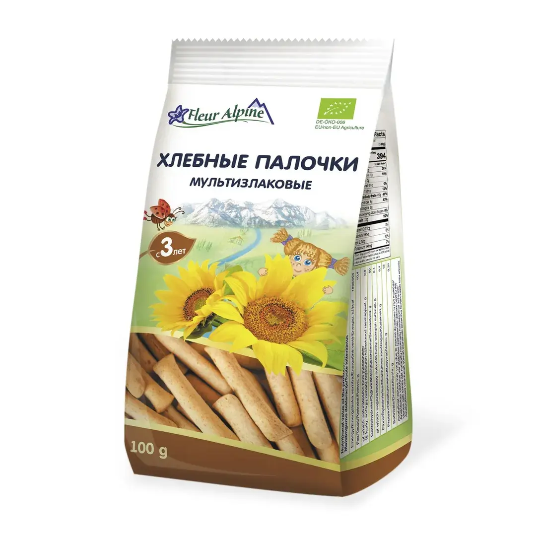 Хлебные палочки детские МУЛЬТИЗЛАКОВЫЕ, с 3 лет, 100 г