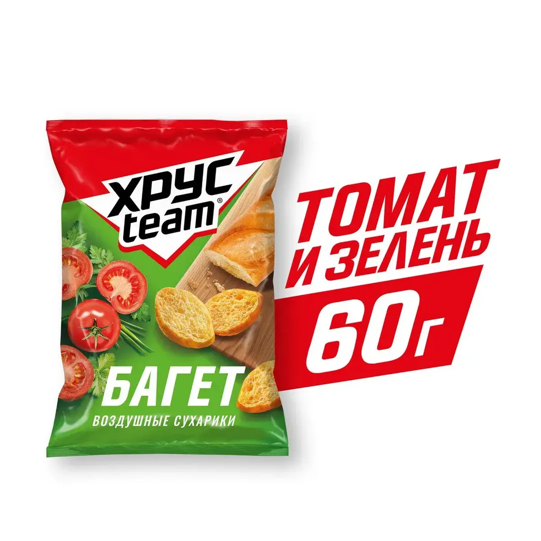 Сухарики Хрусteam Багет томат-зелень, 60 г