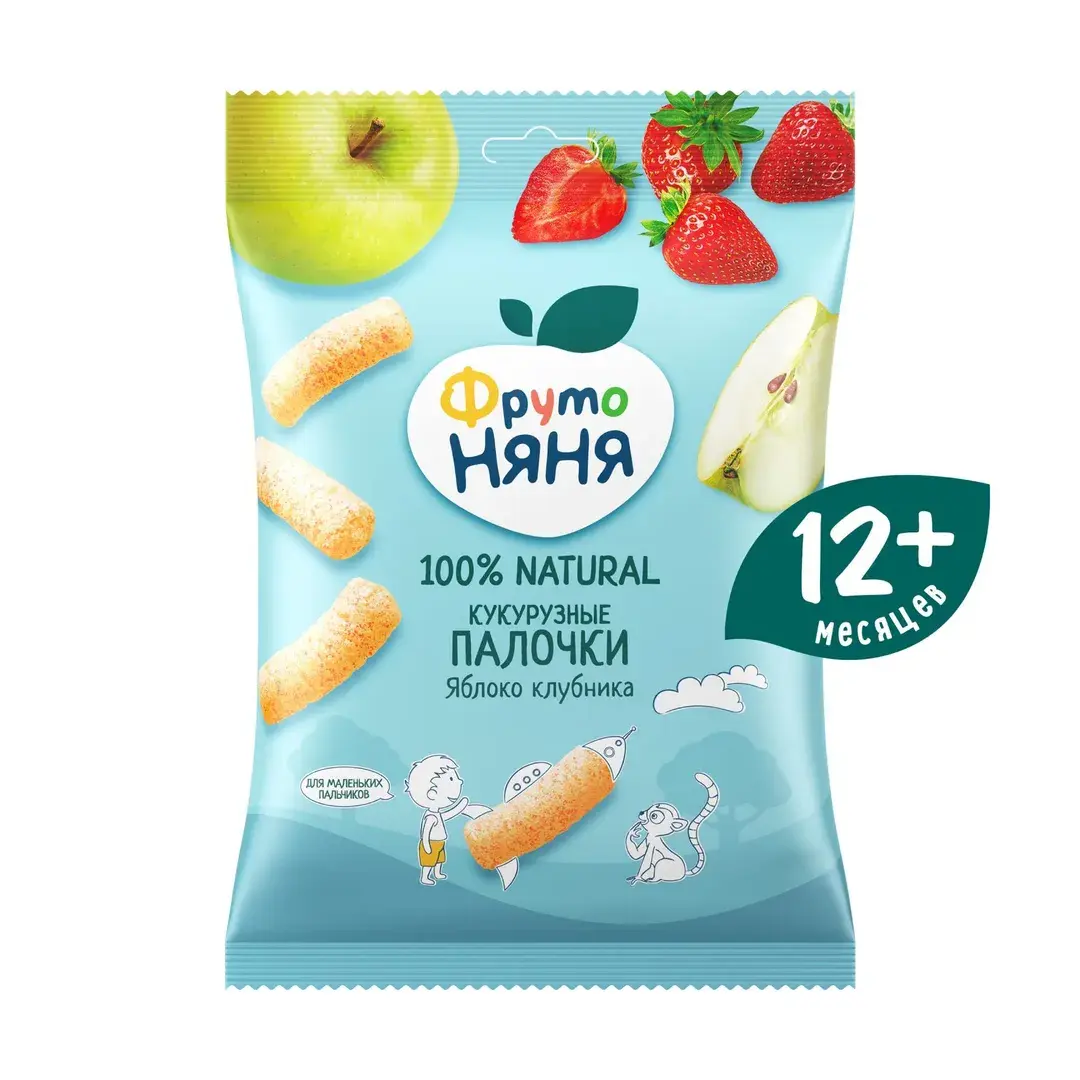 Кукурузные палочки детские ФрутоНяня с 1 года, с яблоком и клубникой, 20 г х 9 шт, изображение 2