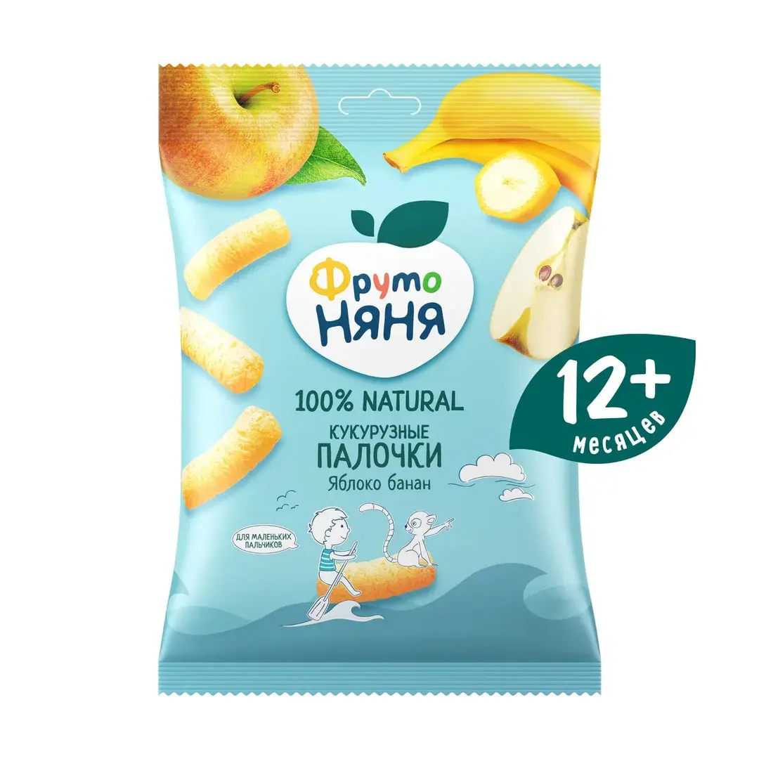 Кукурузные палочки детские ФрутоНяня с 1 года, с яблоком и бананом, 20 г х 9 шт, изображение 2