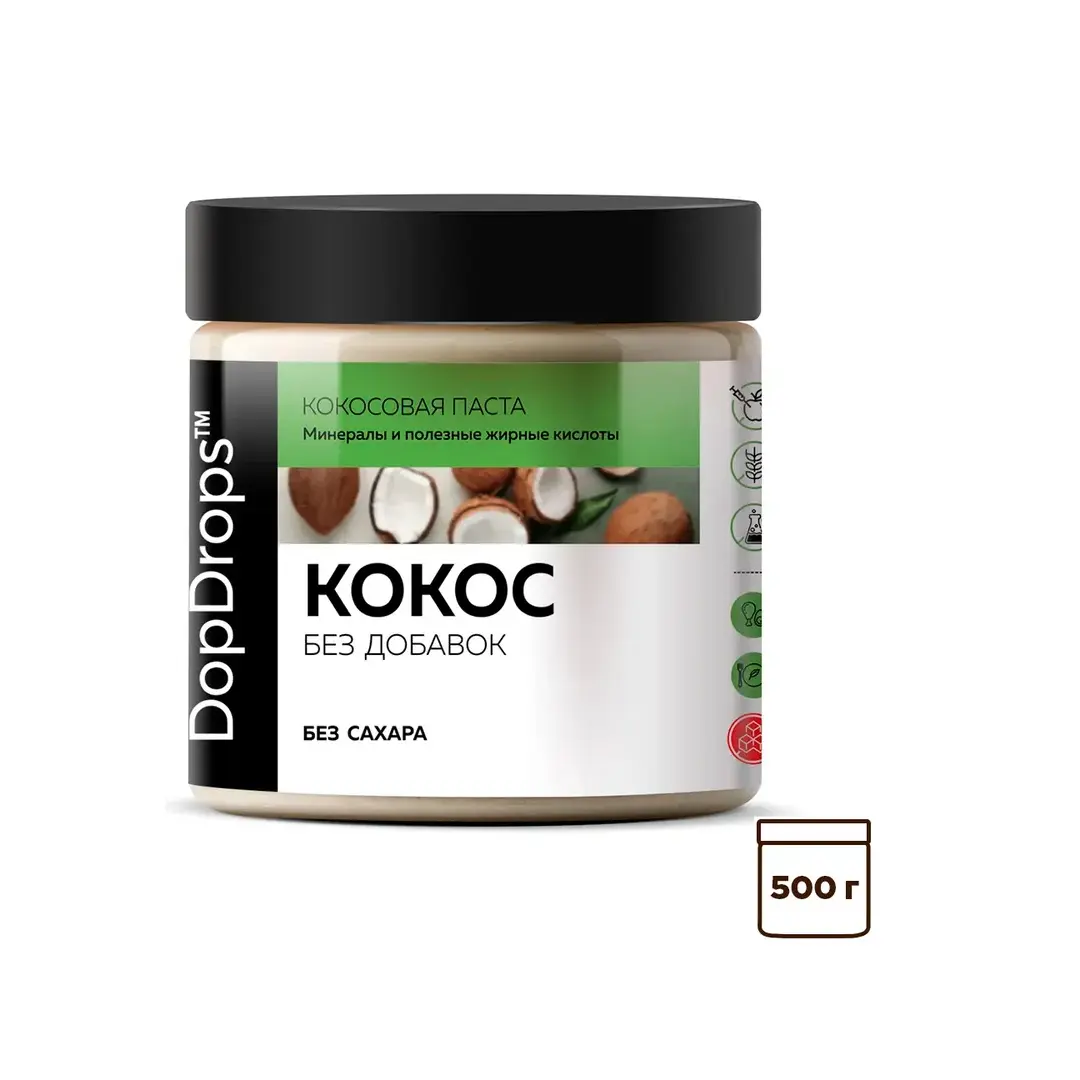 Урбеч DopDrops Паста кокосовая из мякоти, без добавок, 500 г