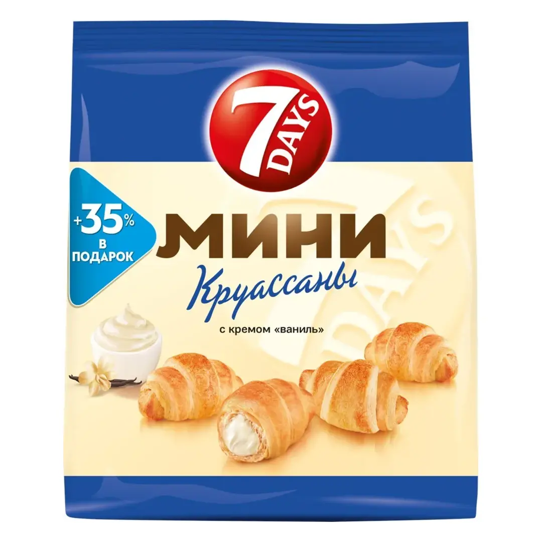 Круассаны 7DAYS Mini с кремом ваниль, 300 г - 5 упаковок