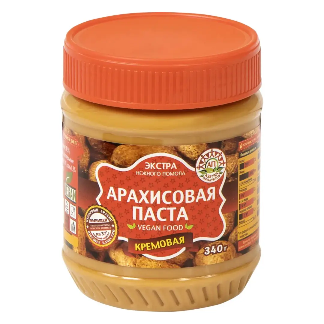 Паста арахисовая АЗБУКА ПРОДУКТОВ Экстра кремовая, 340 г - 2 шт.