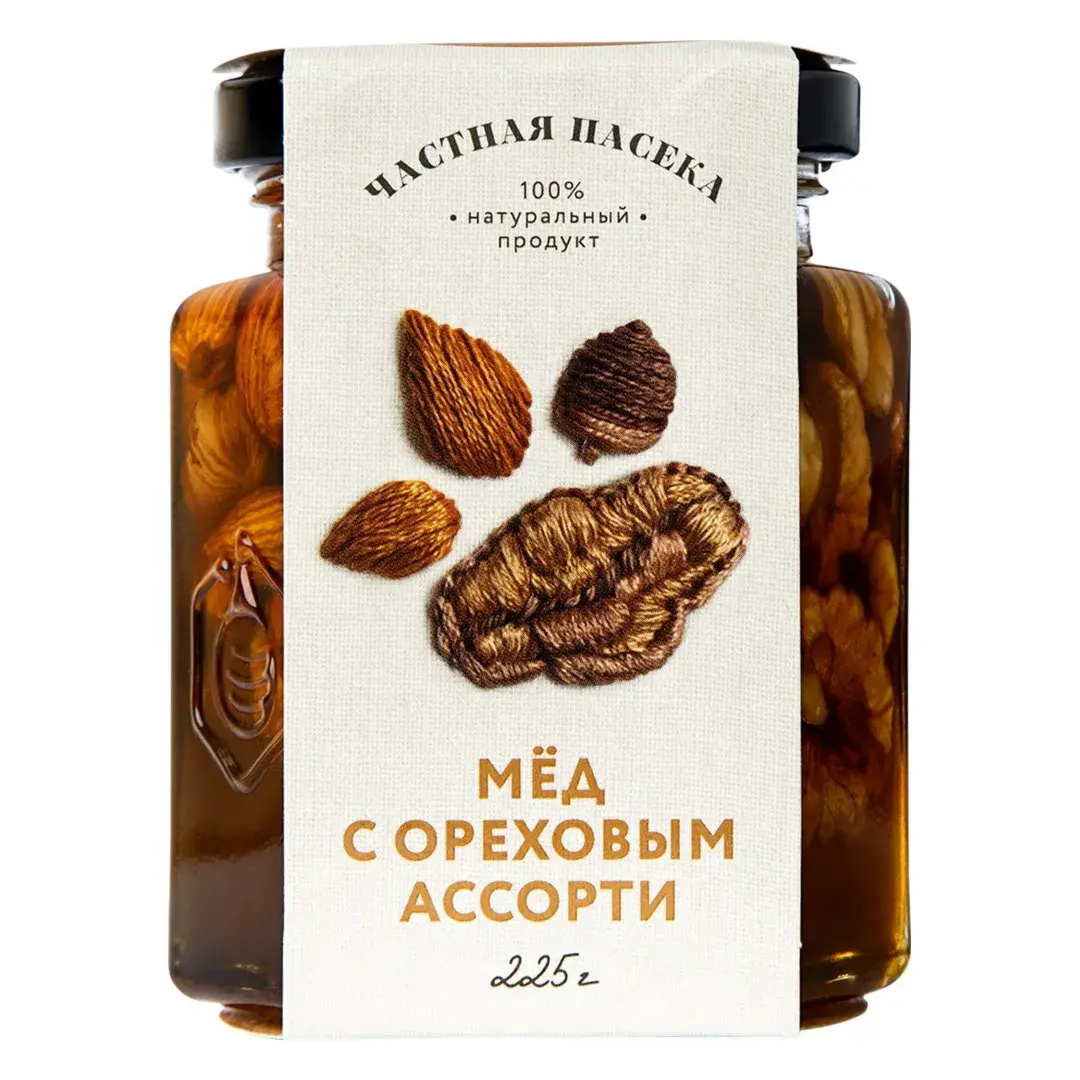Мед ЧАСТНАЯ ПАСЕКА с ореховым ассорти, 225 г - 4 шт.