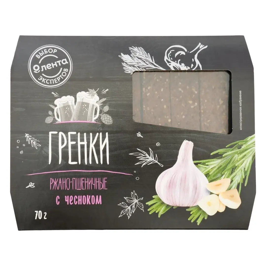 Гренки ржано-пшеничные ЛЕНТА Выбор эксперта, с чесноком, 70 г - 10 шт., изображение 2