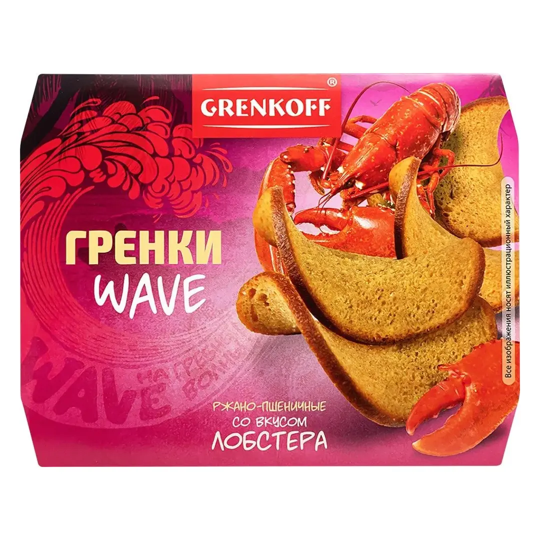Гренки ржано-пшеничные ГРЕНКОВЪ Wave, со вкусом лобстера, 100 г - 5 шт., изображение 2