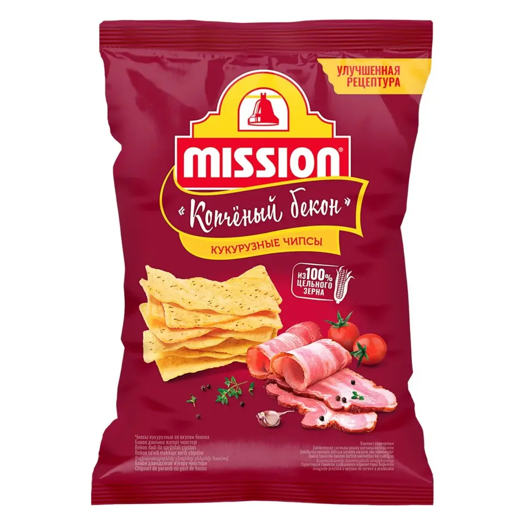 Чипсы кукурузные MISSION Копченый бекон, 150 г - 10 шт.