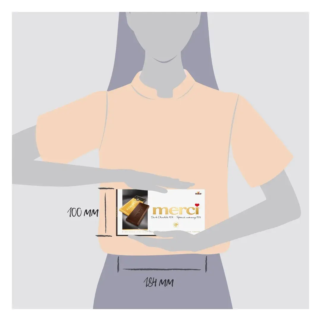 Merci, шоколад горький, 72% какао, произведено в Германии, 100г / Мерси, изображение 4