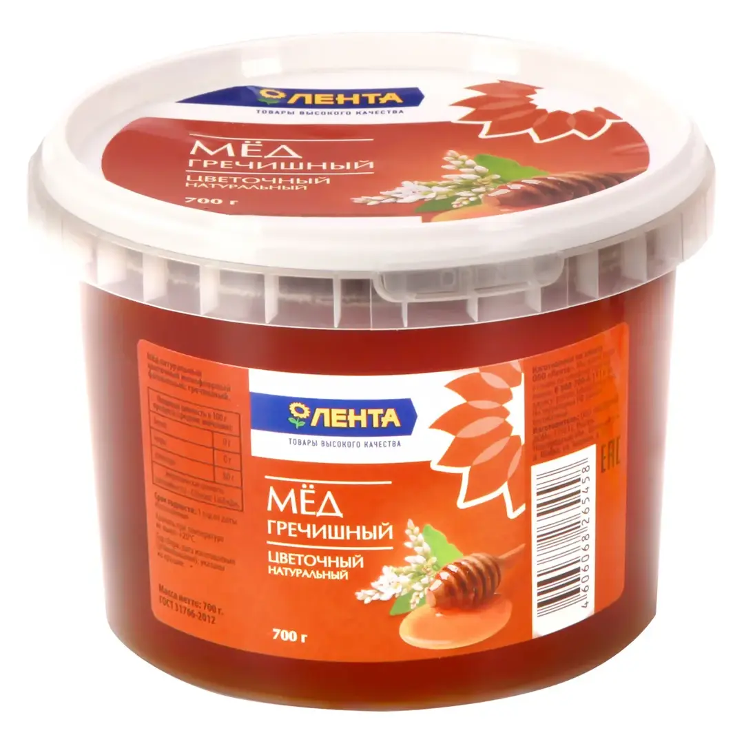 Мед ЛЕНТА натуральный цветочный гречишный, 700г, изображение 2